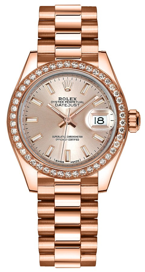 Rolex Lady-Datejust 28 Diamond Bezel Watch 279135RBR