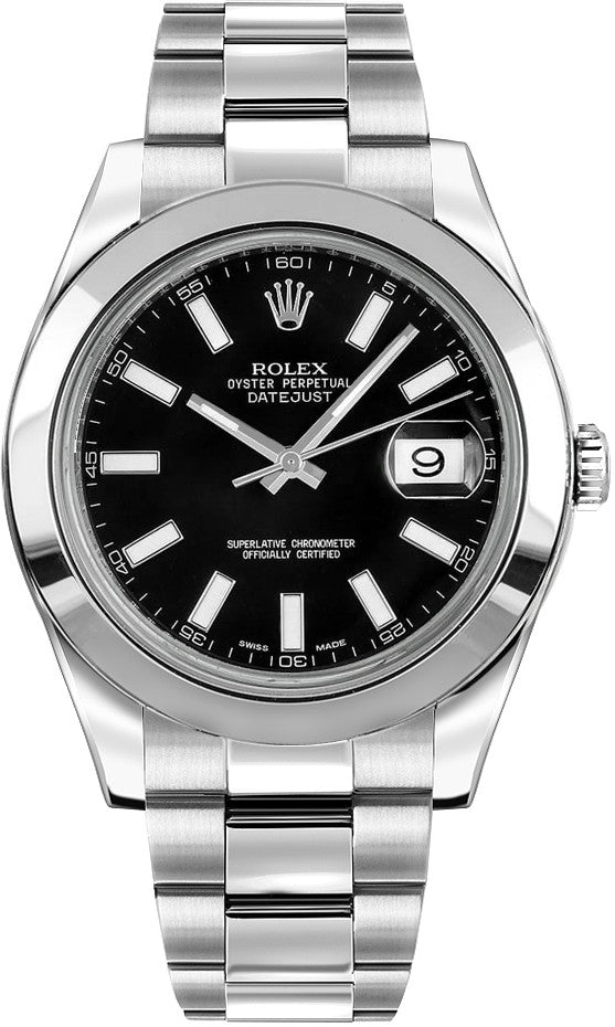 Rolex Datejust II 41 Black Index Dial Men's Luxury Watch 116300-0001