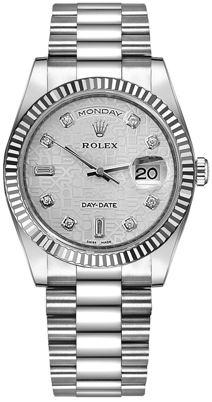 Rolex Day-Date 36 Silver Jubilee Diamond Dial Gold Watch 118239-0092