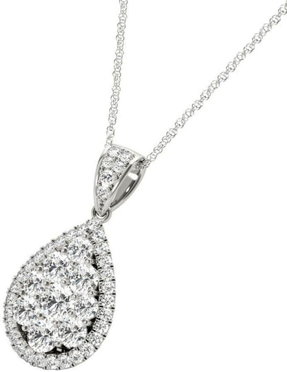 Diamond Oval Pendant, 1.08 Carat on Solid 18k White Gold P20248W