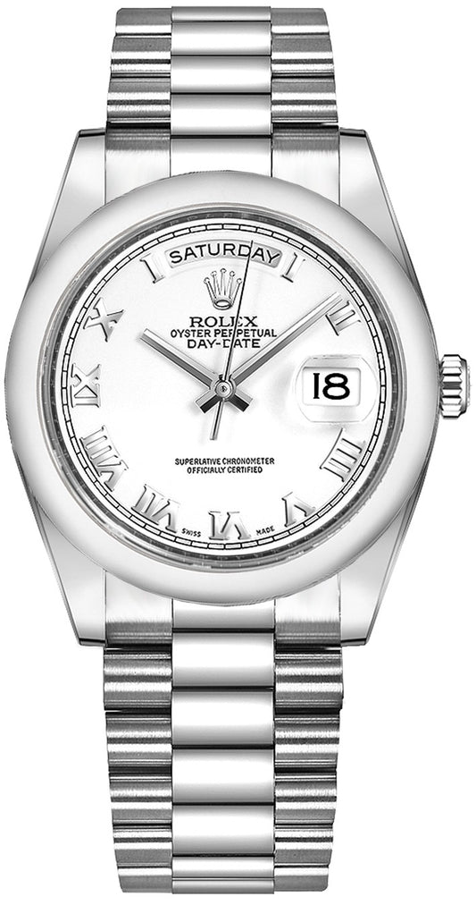 Rolex Day-Date 36 White Roman Numeral Watch 118206-0041