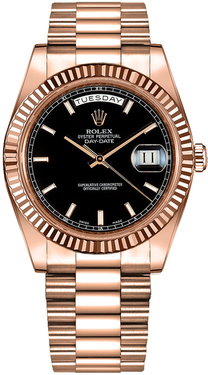 Rolex Day-Date 41 Black Dial Rose Gold Watch 218235