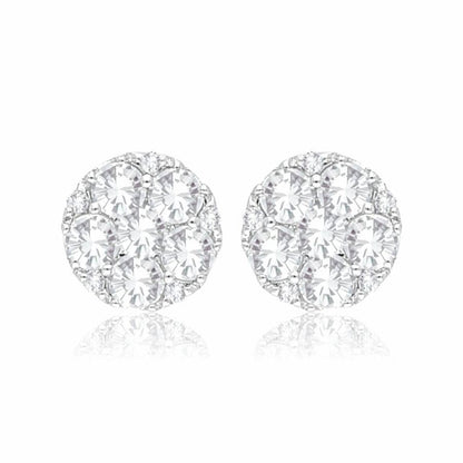Diamond Cluster Earrings, 0.51 Carat on 14k White Gold ESV153W