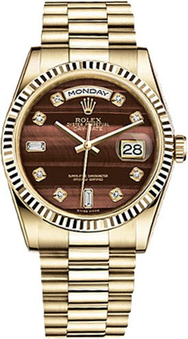 Rolex Day-Date 36 Brown Diamond Dial Gold Watch 118238-0409