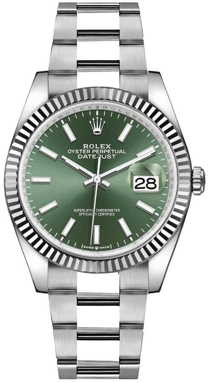 Rolex Datejust 36 18k White Gold Fluted Bezel Unisex Watch 126234-0052