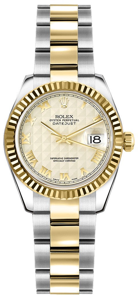 Rolex Lady-Datejust 26 Oyster Bracelet Ivory Dial Watch 179173