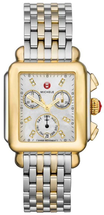 Michele Deco Pearl White & Diamond Dial Chronograph Ladies Watch MWW06P000122