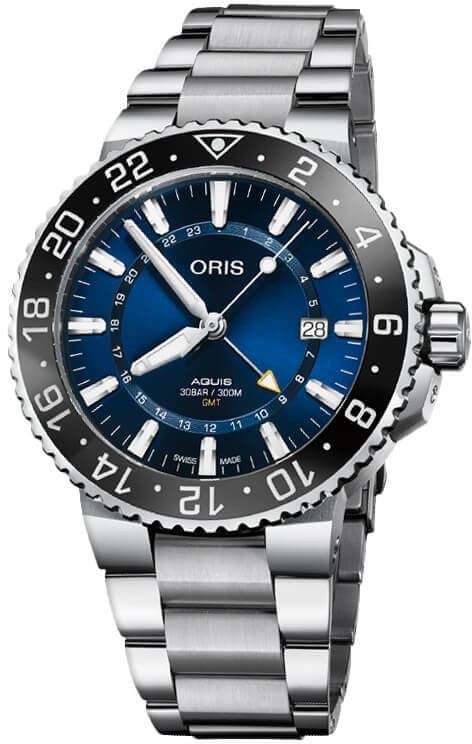 Oris Aquis GMT Date Blue Dial Steel Men's Watch 79877544135MB