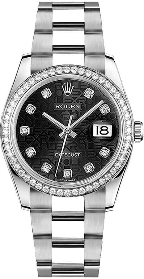 Rolex Datejust 36 Black Jubilee Diamond Gold & Steel Watch 116244