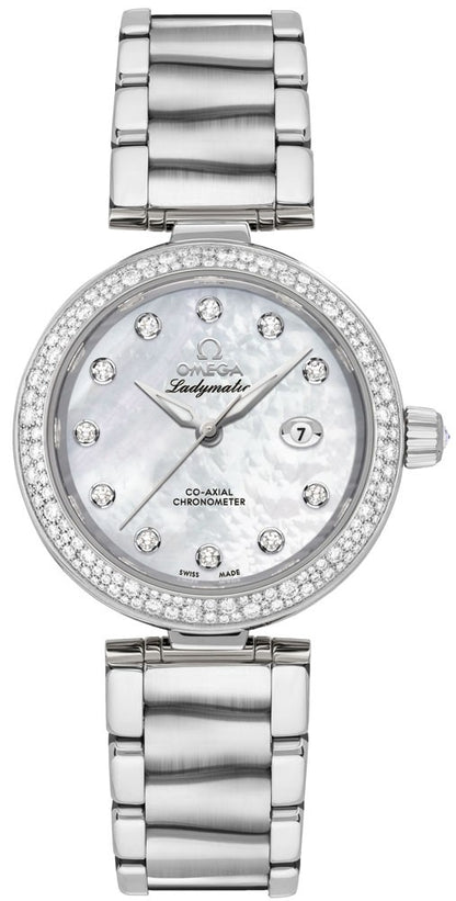 Omega De Ville Ladymatic Pearl White & Diamond Dial Stainless Ladies Watch 425.35.34.20.55.002
