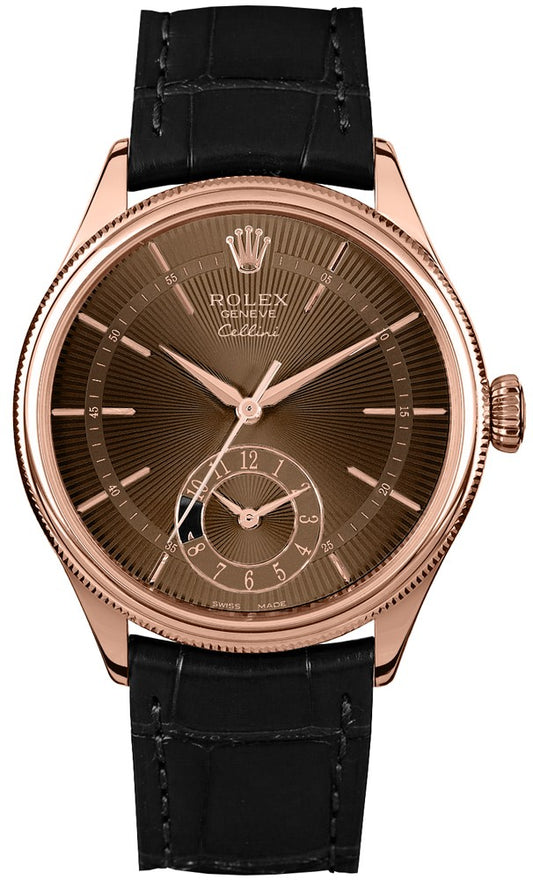 Rolex Cellini Dual Time Solid 18k Everose Gold Men's Watch 50525-0016