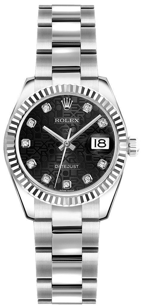 Rolex Lady-Datejust 26 Black Jubilee Dial Watch for Women 179174