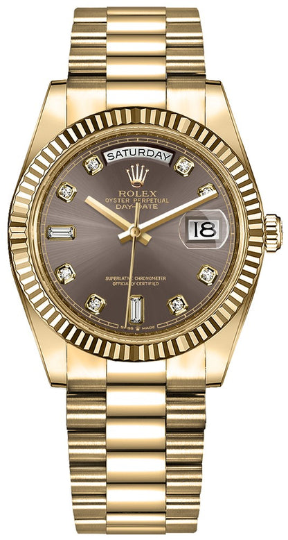 Rolex Day-Date 36 Dark Grey Diamond Dial Unisex Watch 128238-0022