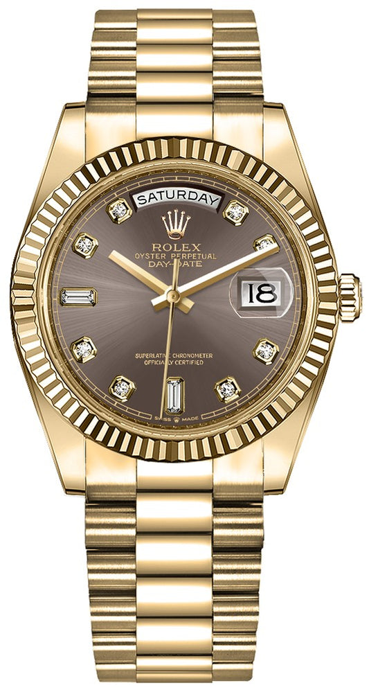 Rolex Day-Date 36 Dark Grey Diamond Dial Unisex Watch 128238-0022