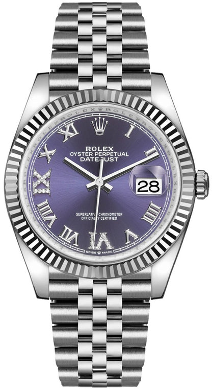 Rolex Datejust 36 Aubergine Dial Fluted Bezel Women's Watch 126234-0021