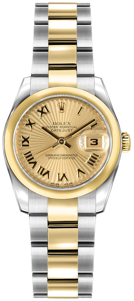 Rolex Lady-Datejust 26 Oyster Bracelet Domed Bezel Women's Watch 179163