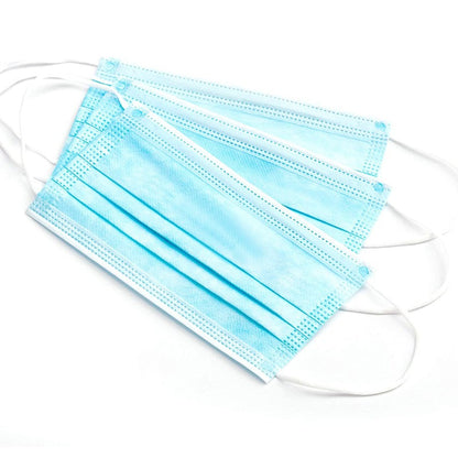 50 Pack of Disposable 3-Ply Breathable Face Masks with Elastic Earloops