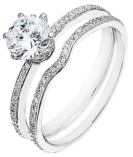 Diamond Wedding Ring Set, .22 Carat Diamonds on 14K White Gold