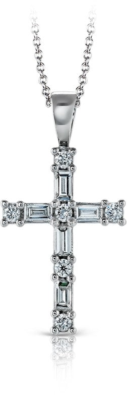 Diamond Pendant, .20 Carat Diamonds .16 Carat Sapphire on 14K White Gold