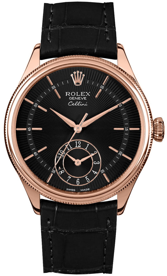 Rolex Cellini Dual Time Black Dial Men's Watch 50525-0011