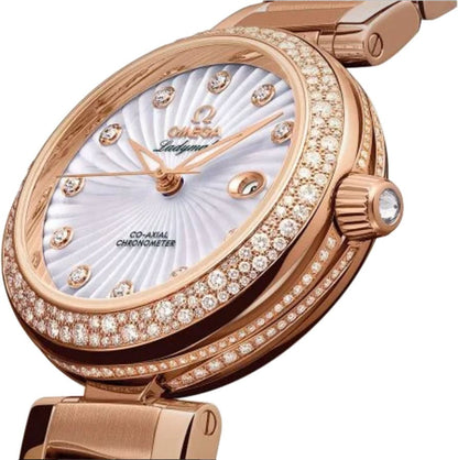 Omega De Ville Ladymatic Rose Gold Diamond Women's Watch 425.65.34.20.55.003