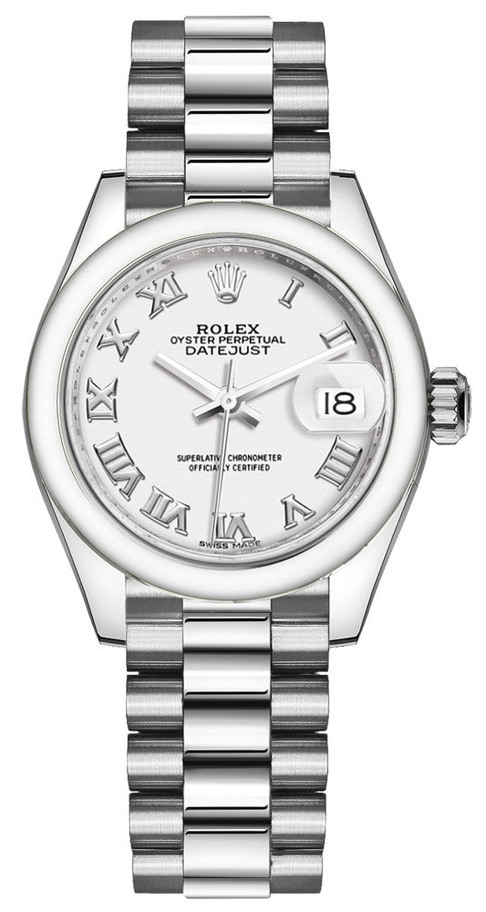 Rolex Lady-Datejust 28 White Roman Numeral Dial Women's Watch 279166-0013