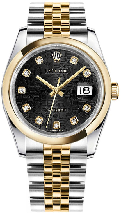 Rolex Datejust 36 Black Jubilee Diamond Dial Watch 116203-0180
