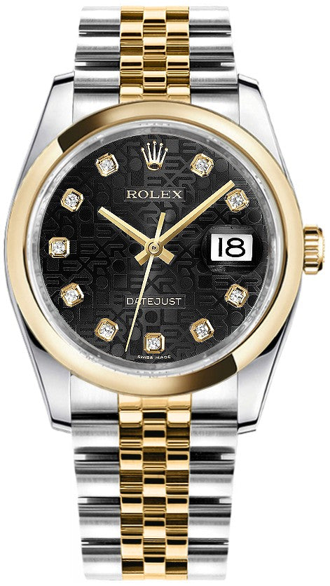 Rolex Datejust 36 Black Jubilee Diamond Dial Watch 116203-0180
