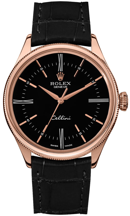 Rolex Cellini Time Black Dial Men's Watch 50505