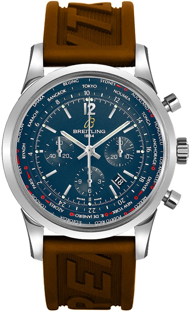 Breitling Transocean Unitime Pilot Blue Dial Men's Watch AB0510U9/C879-129S