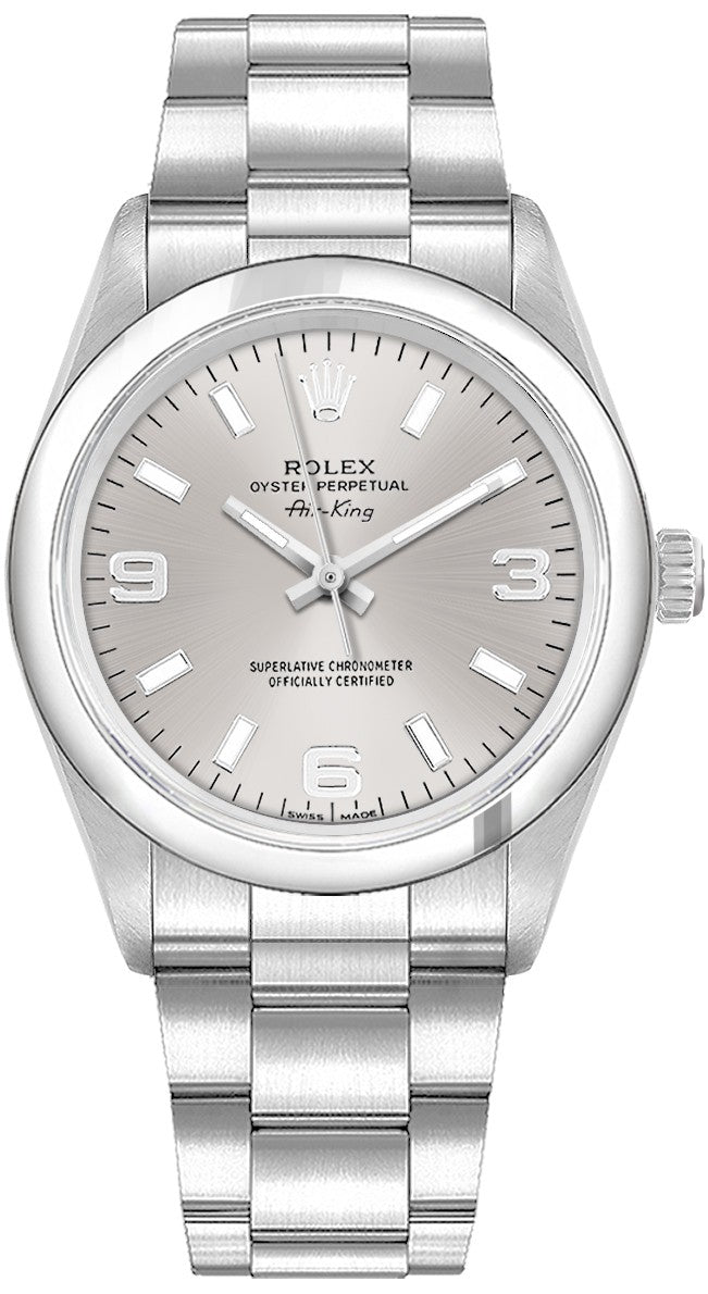 Rolex Air King 34mm Silver Dial Luxury Watch 14000
