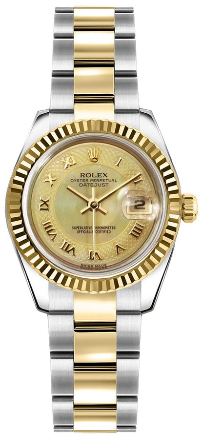 Rolex Lady-Datejust 26 Mother of Pearl Gold & Steel Watch 179173