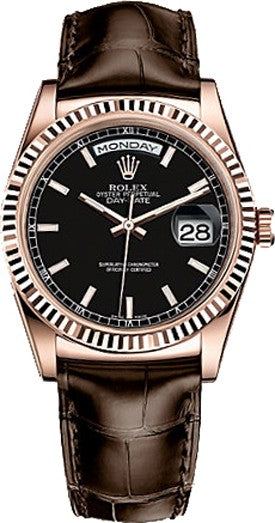 Rolex Day-Date 36 Leather Strap Watch 118135-0078