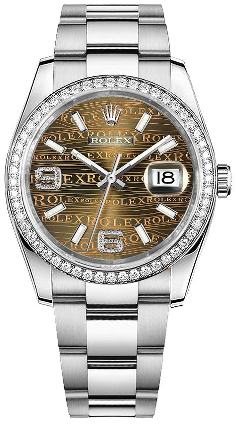 Rolex Datejust 36 Bronze Dial Diamonds Women's Watch 116244-0037