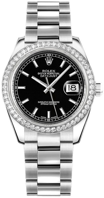 Rolex Datejust 31 Women's Black Dial Watch 178384-0054