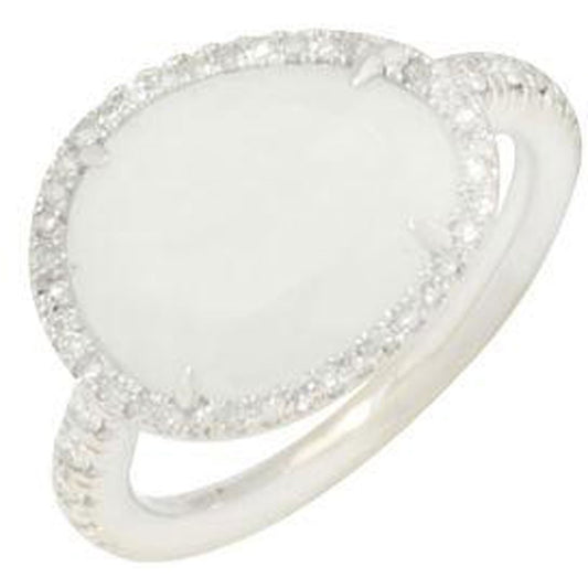 Mimi Milano 18k White Gold Diamond Moon Stone Ring A327B8MSB-48