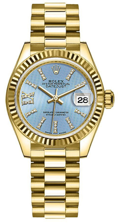 Rolex Lady-Datejust 28 Cornflower Blue Dial Women's Watch 279178-0009