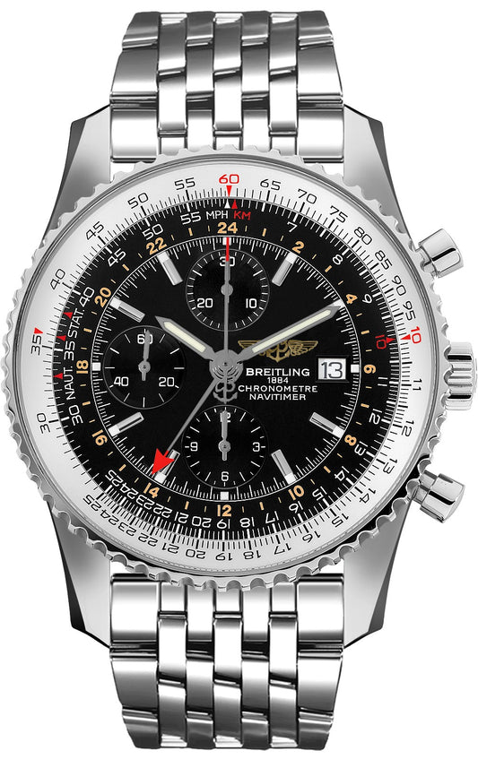 Breitling Navitimer 1 Chronograph GMT Black Dial Men's Watch 46 A24322121B1A1