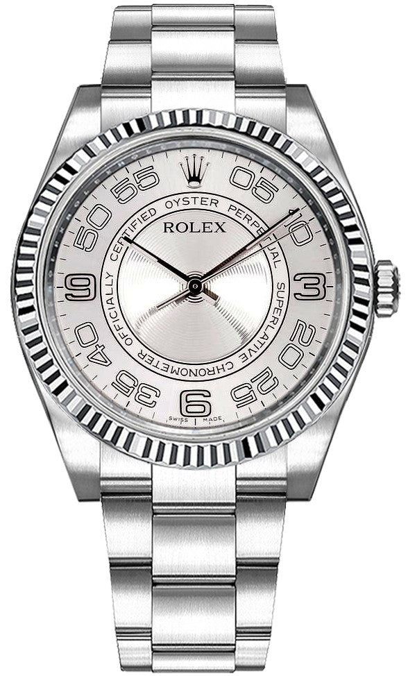 Rolex Oyster Perpetual 36 Silver Dial Fluted Bezel Watch 116034