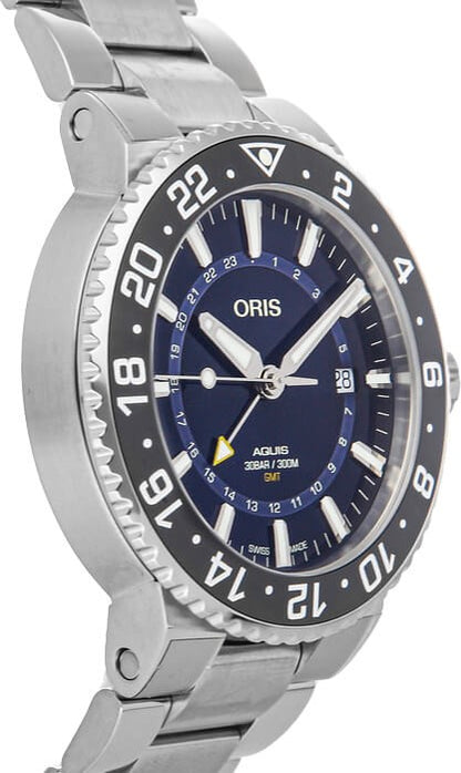 Oris Aquis GMT Date Blue Dial Steel Men's Watch 79877544135MB