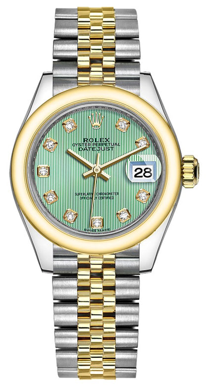 Rolex Lady-Datejust 28 Green Diamond Dial Watch 279163
