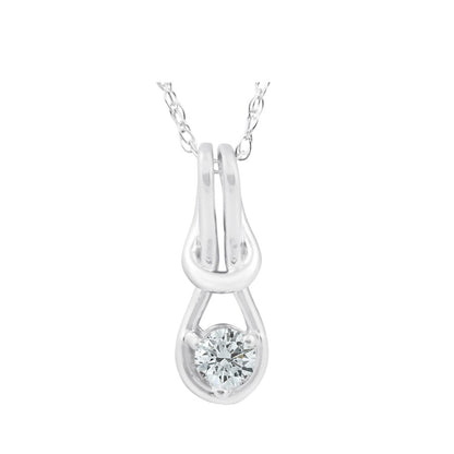 Diamond Knot Pendant, 0.08 Carat on 10k White Gold