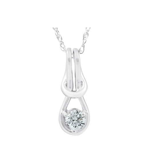 Diamond Knot Pendant, 0.08 Carat on 10k White Gold