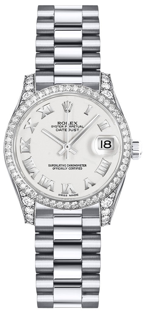 Rolex Lady-Datejust 26 White Roman Numeral Women's Watch 179159