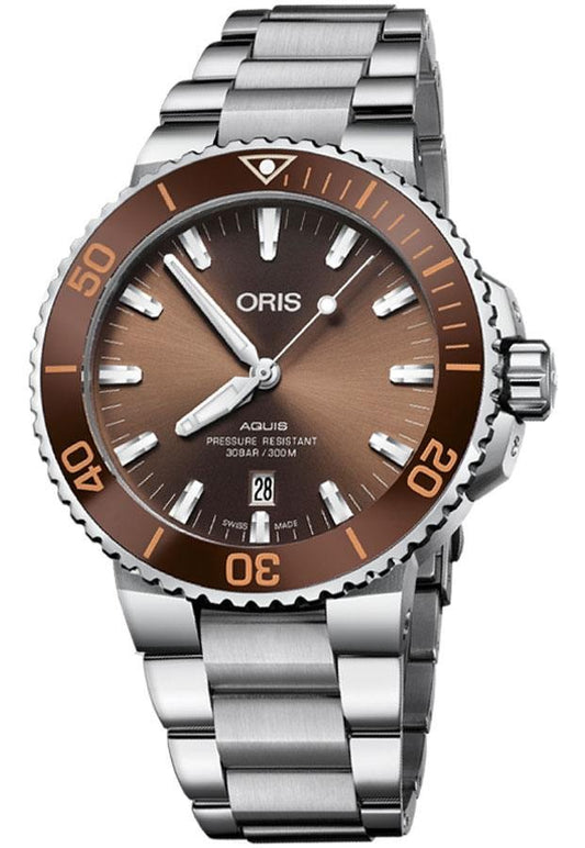 Oris Aquis Date Brown Dial Men's Watch 73377304152MB