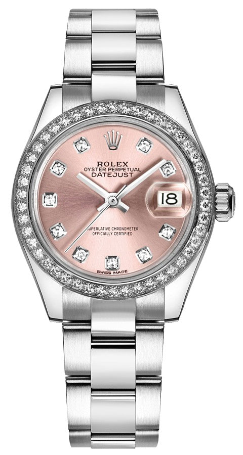 Rolex Lady-Datejust 28 Pink Diamond Oyster Bracelet Watch 279384RBR-0004
