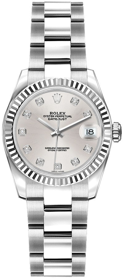 Rolex Lady-Datejust 26 White Gold Bezel Watch 179174