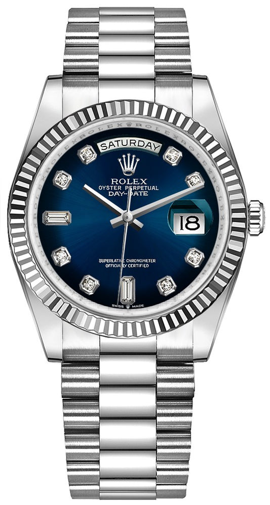 Rolex Day-Date 36 Blue Ombre Diamond Dial Watch 128239-0023