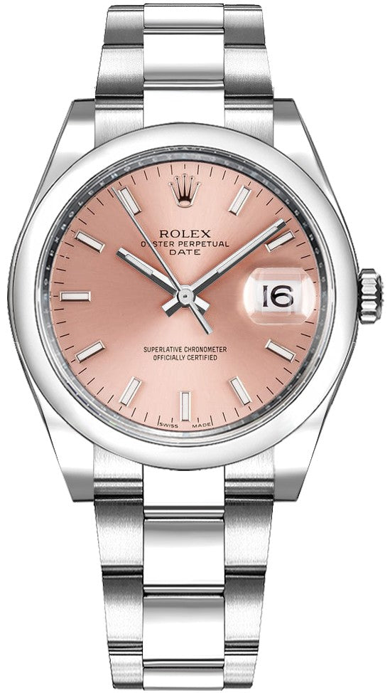 Rolex Oyster Perpetual Date 34 Pink Dial Women's Watch 115200-0005