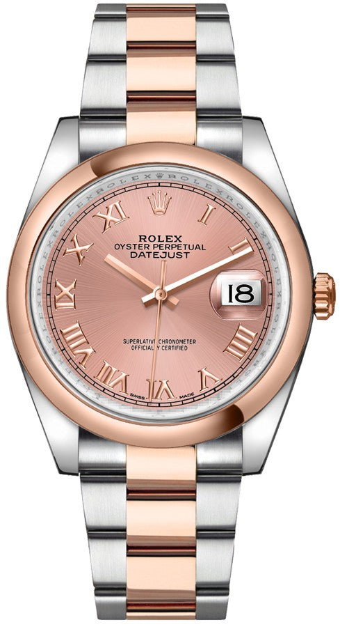 Rolex Datejust 36 Pink Roman Numeral Watch 116201-0088